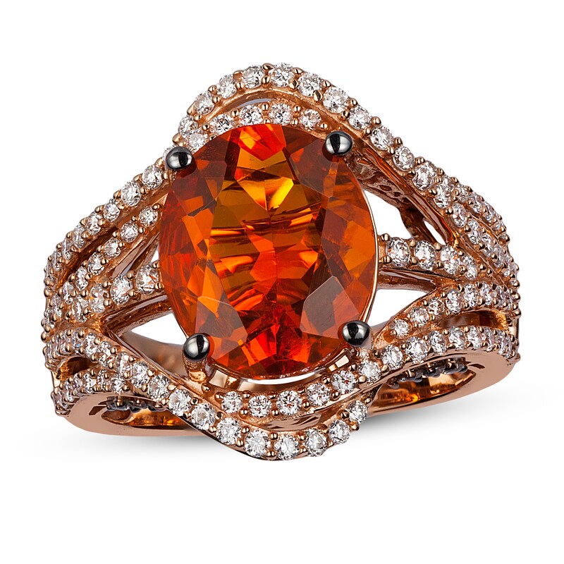 Le Vian Couture Fire Opal Ring 7/8 ct tw Diamonds 18K Strawberry Gold