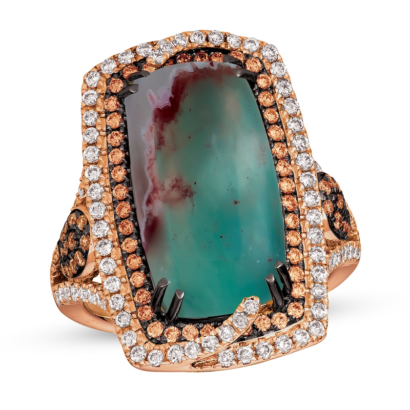 Main Image 1 of Le Vian Couture Peacock Aquaprase Ring 1 ct tw Diamonds 18K Strawberry Gold - Size 7
