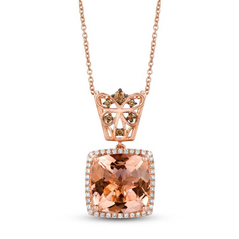 Main Image 1 of Le Vian Chocolatier Morganite Necklace 1/4 ct tw Diamonds 14K Strawberry Gold 18"