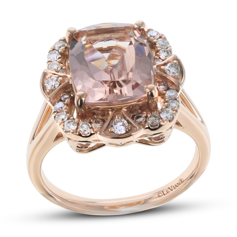 Le Vian Creme Brulee Morganite Ring 3/8 ct tw Diamonds 14K Strawberry Gold