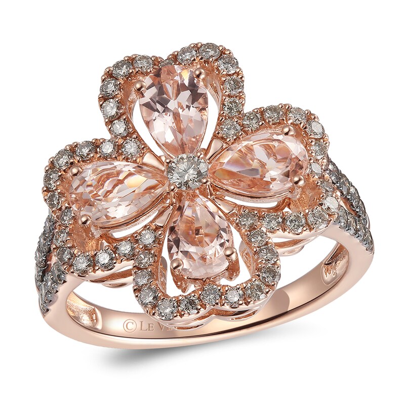 Le Vian Creme Brulee Morganite Ring 3/4 ct tw Diamonds 14K Strawberry Gold