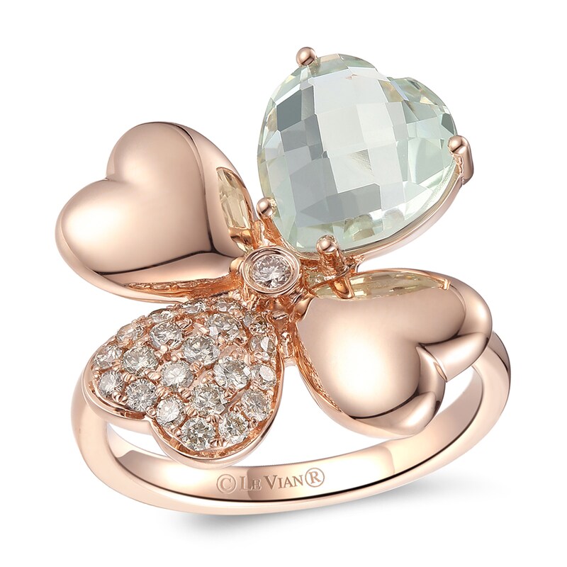 Le Vian Creme Brulee Quartz Ring 1/3 ct tw Diamonds 14K Strawberry Gold