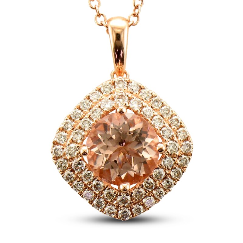 Main Image 1 of Le Vian Creme Brulee Morganite Necklace 1/2 ct tw Diamonds 14K Strawberry Gold 20"