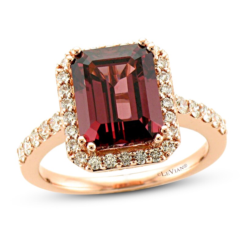 Le Vian Creme Brulee Rhodolite Ring 1/2 ct tw Diamonds 14K Strawberry Gold