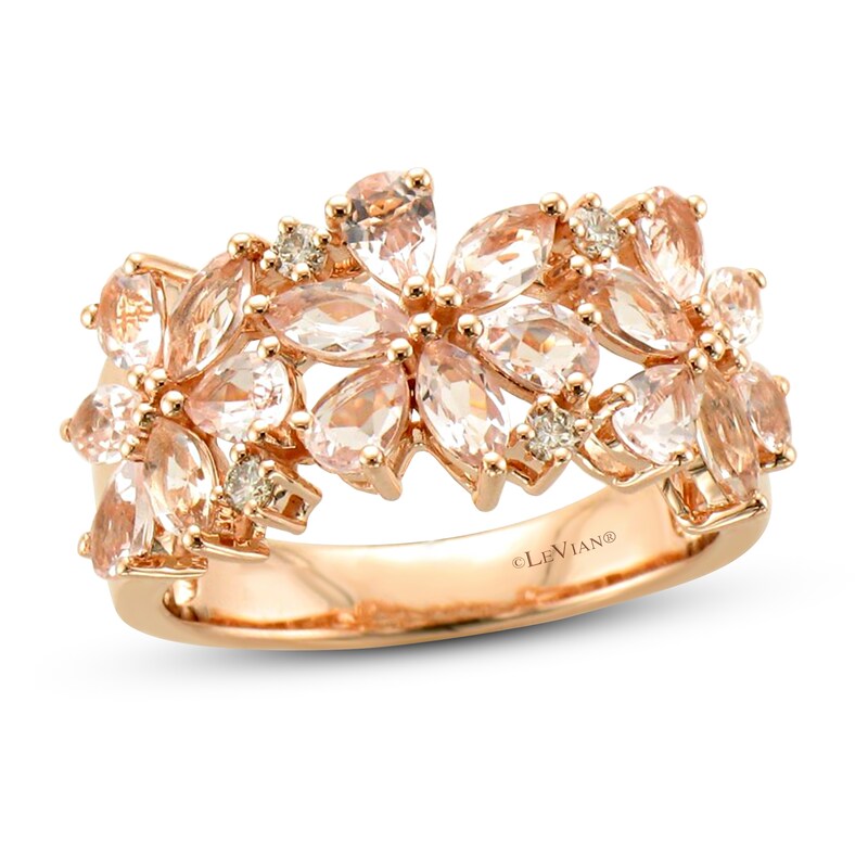 Le Vian Creme Brulee Morganite Ring 1/10 ct tw Diamonds 14K Strawberry Gold