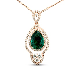 Le Vian Couture Emerald Necklace 5/8 ct tw Diamonds 18K Strawberry Gold 18&quot;