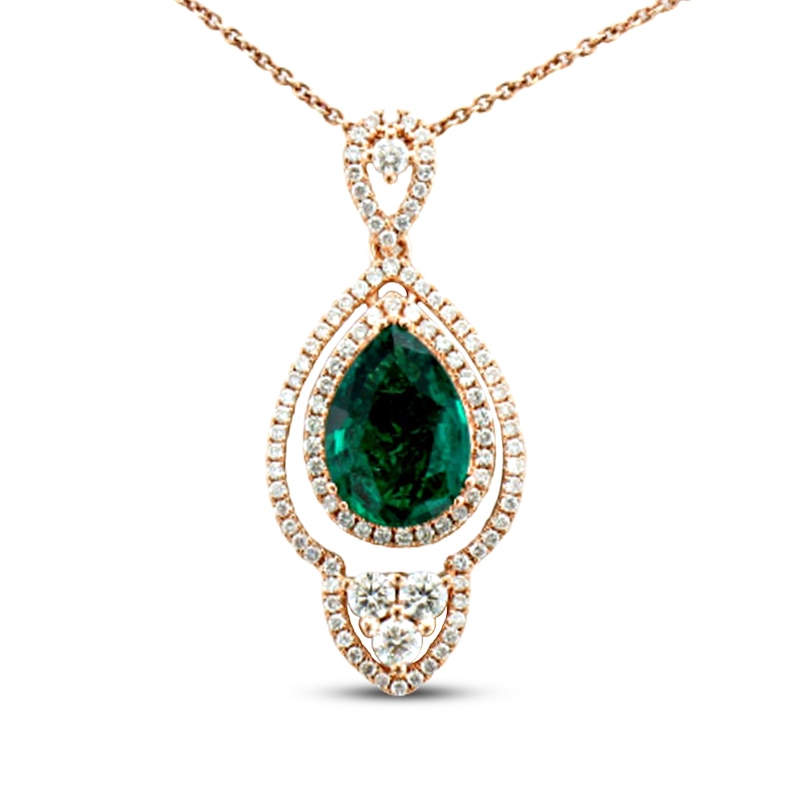 Main Image 1 of Le Vian Couture Emerald Necklace 5/8 ct tw Diamonds 18K Strawberry Gold 18"