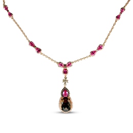Le Vian Chocolatier Quartz/Sapphire Necklace 1 ct tw Diamonds 14K Strawberry Gold