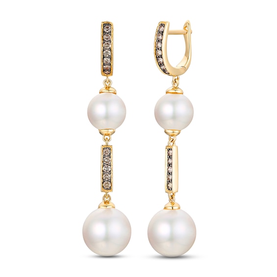 Le Vian Chocolatier Cultured Pearl Earrings 1/4 ct tw Diamonds 14K Honey Gold
