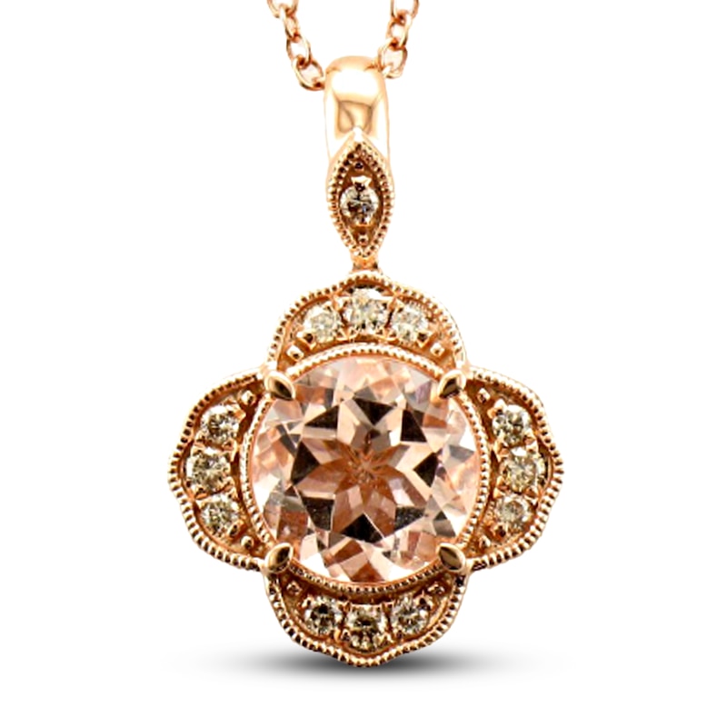 Main Image 1 of Le Vian Morganite Necklace 1/6 ct tw Diamonds 14K Strawberry Gold 20"