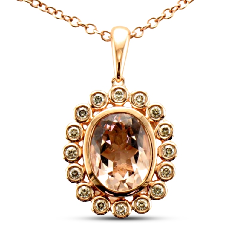 Main Image 1 of Le Vian Morganite Necklace 1/8 ct tw Diamonds 14K Strawberry Gold 20"