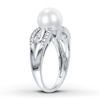 Cultured Pearl Ring 1/20 ct tw Diamonds Sterling Silver