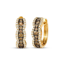 Le Vian Chocolate Waterfall Diamond Hoop Earrings 1 ct tw 14K Honey Gold