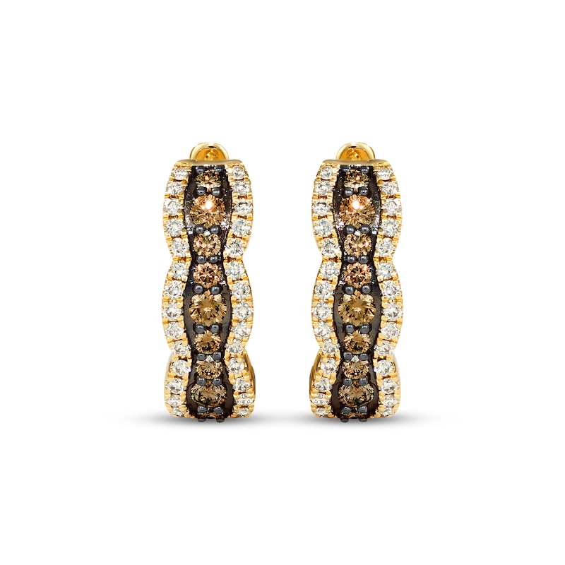 Main Image 2 of Le Vian Chocolate Waterfall Diamond Hoop Earrings 1 ct tw 14K Honey Gold