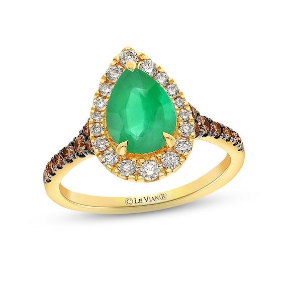 Le Vian Emerald Ring 1/2 ct tw Diamonds 14K Honey Gold - Size 7