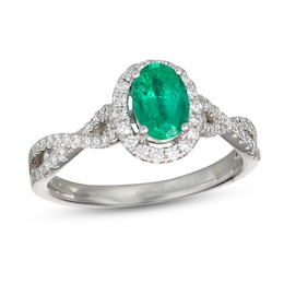 Le Vian Couture Emerald Ring 1/3 ct tw Diamonds Platinum - Size 7