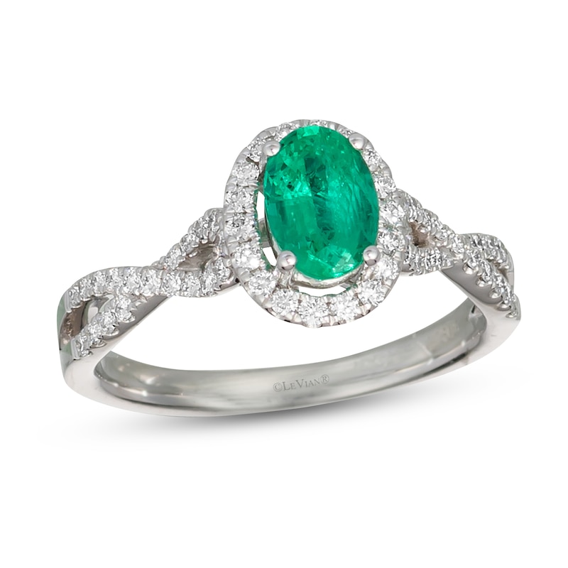 Main Image 1 of Le Vian Couture Emerald Ring 1/3 ct tw Diamonds Platinum - Size 7