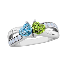 Color Stone Couple's Heart Ring