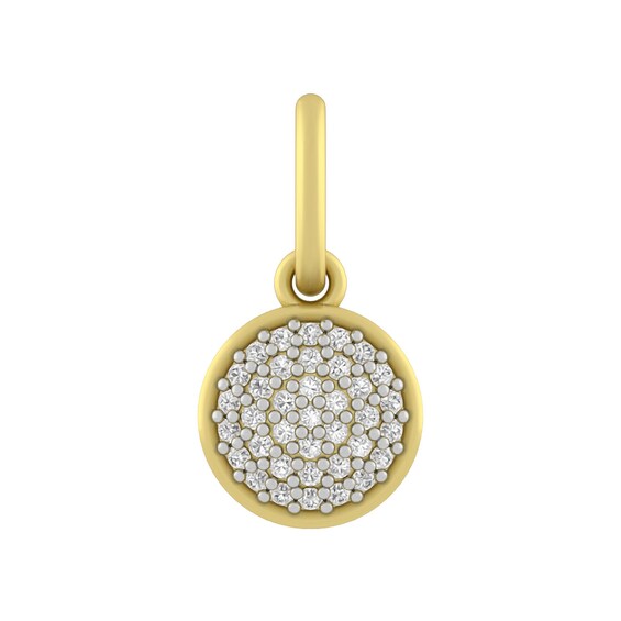 Sterling Silver or 10K Gold Diamond Disc Charm
