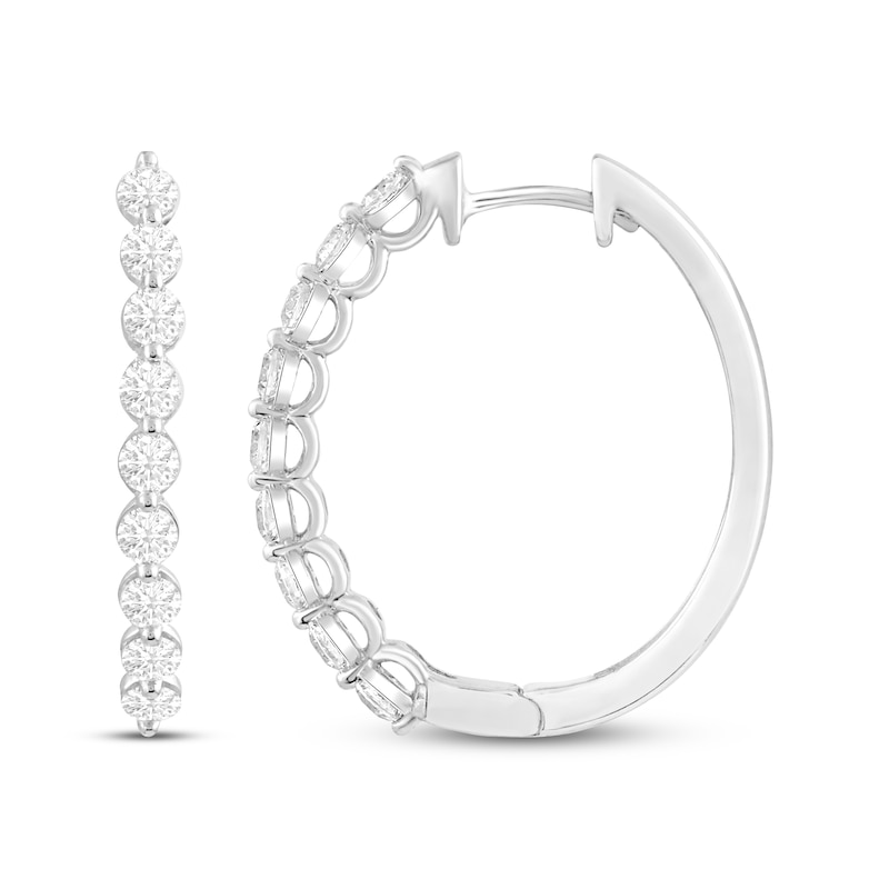 Main Image 1 of KAY Lab-Grown Diamonds Oval Hoop Earrings 1-1/2 ct tw 14K White Gold