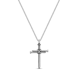 Men's Triple Nail Cross Necklace Stainless Steel 24&quot;