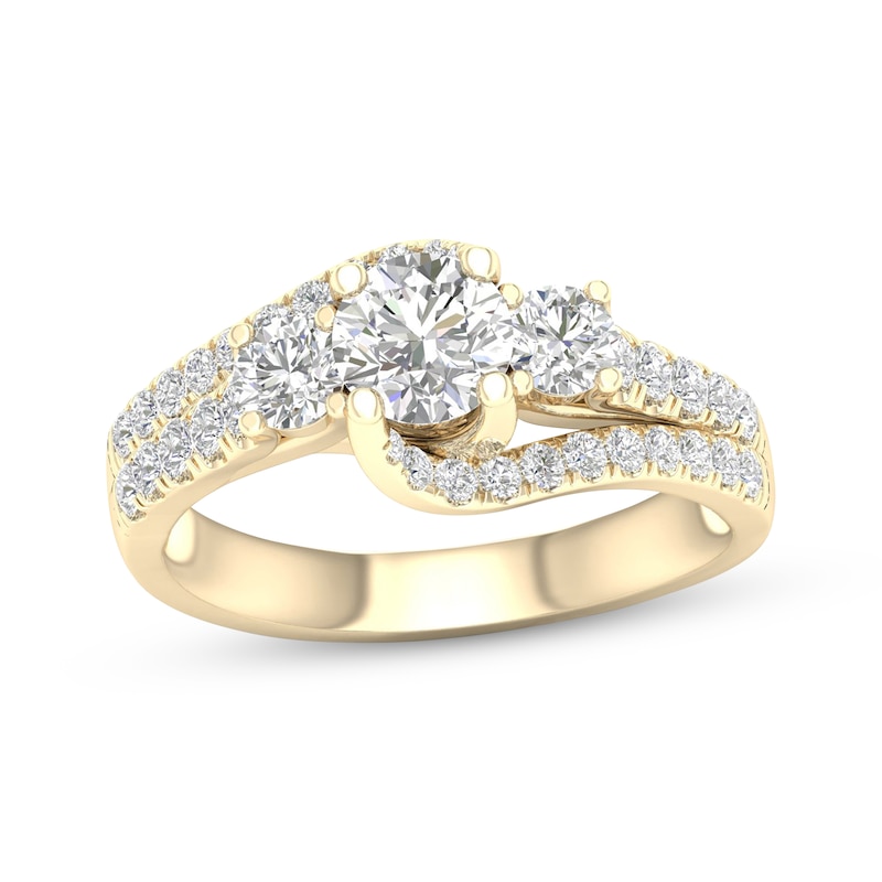 Diamond Three-Stone Swirl Engagement Ring 1-1/4 ct tw 14K Yellow Gold