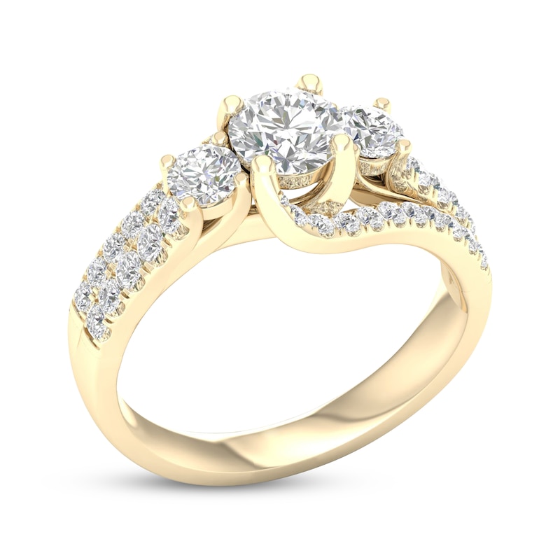 Diamond Three-Stone Swirl Engagement Ring 1-1/4 ct tw 14K Yellow Gold