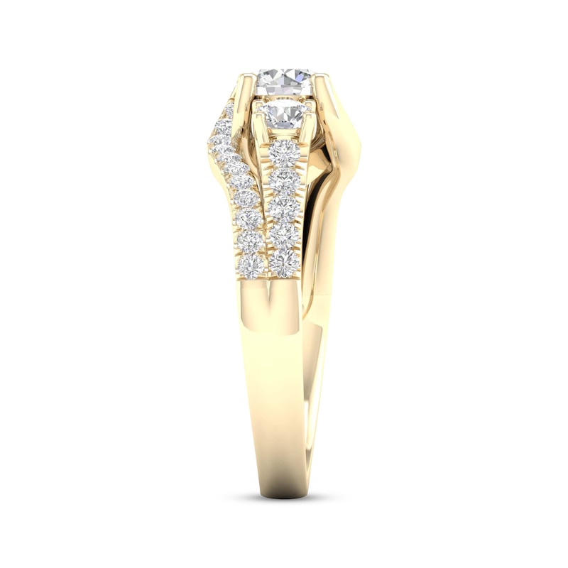 Diamond Three-Stone Swirl Engagement Ring 1-1/4 ct tw 14K Yellow Gold