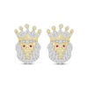 Thumbnail Image 2 of Men’s Round-Cut Diamond & Round-Cut Lab-Created Ruby Lion with Crown Stud Earrings 1/4 ct tw 10K Yellow Gold
