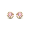 Thumbnail Image 1 of Round-Cut Pink & White Cubic Zirconia Halo Stud Earrings 14K Yellow Gold