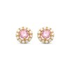 Thumbnail Image 2 of Round-Cut Pink & White Cubic Zirconia Halo Stud Earrings 14K Yellow Gold