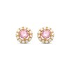 Thumbnail Image 1 of Round-Cut Pink & White Cubic Zirconia Halo Stud Earrings 14K Yellow Gold