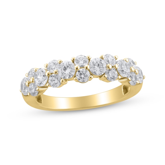 Diamond Alternating Anniversary Band 1-1/2 ct tw 14K Yellow Gold