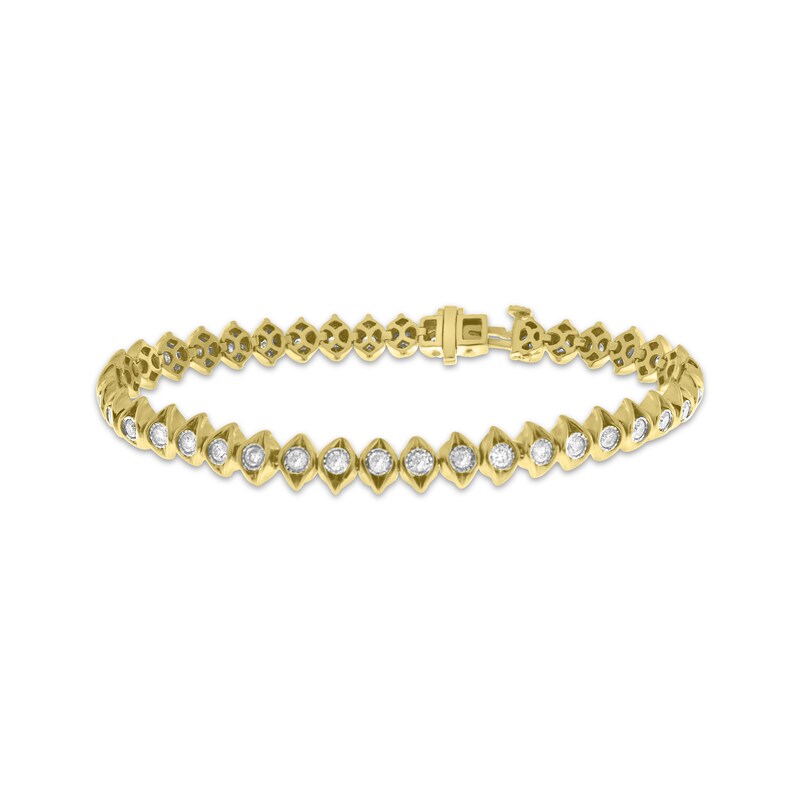 Diamond Cupped Link Bracelet 1 ct tw 14K Yellow Gold 7"