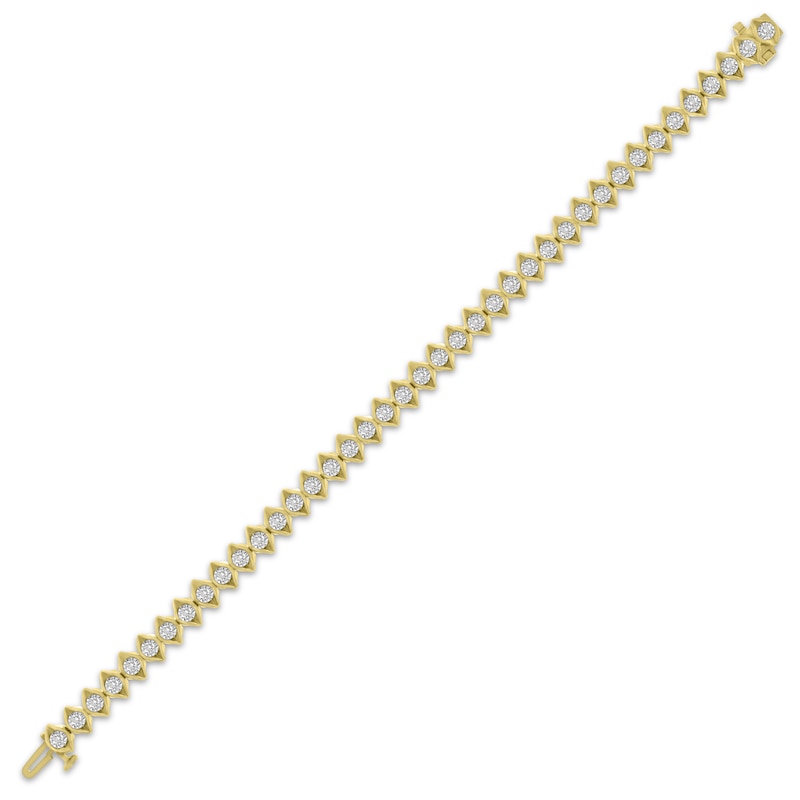 Diamond Cupped Link Bracelet 1 ct tw 14K Yellow Gold 7"