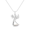 Thumbnail Image 1 of Cultured Pearl & Diamond "Faith" Angel Necklace 1/20 ct tw Sterling Silver 18"