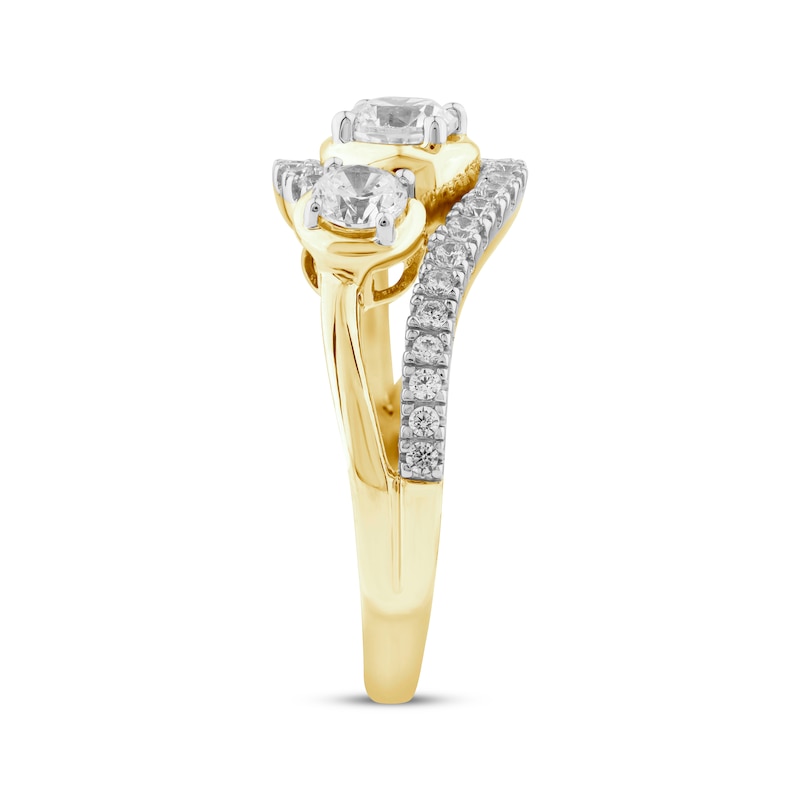 Main Image 2 of KAY Lab-Grown Diamonds Three-Stone Ring 1 ct tw 14K Yellow Gold