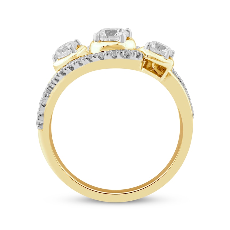 Main Image 3 of KAY Lab-Grown Diamonds Three-Stone Ring 1 ct tw 14K Yellow Gold