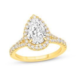 Lab-Grown Diamonds Pear-Shaped Engagement Ring 2-1/2 ct tw 14K Yellow Gold