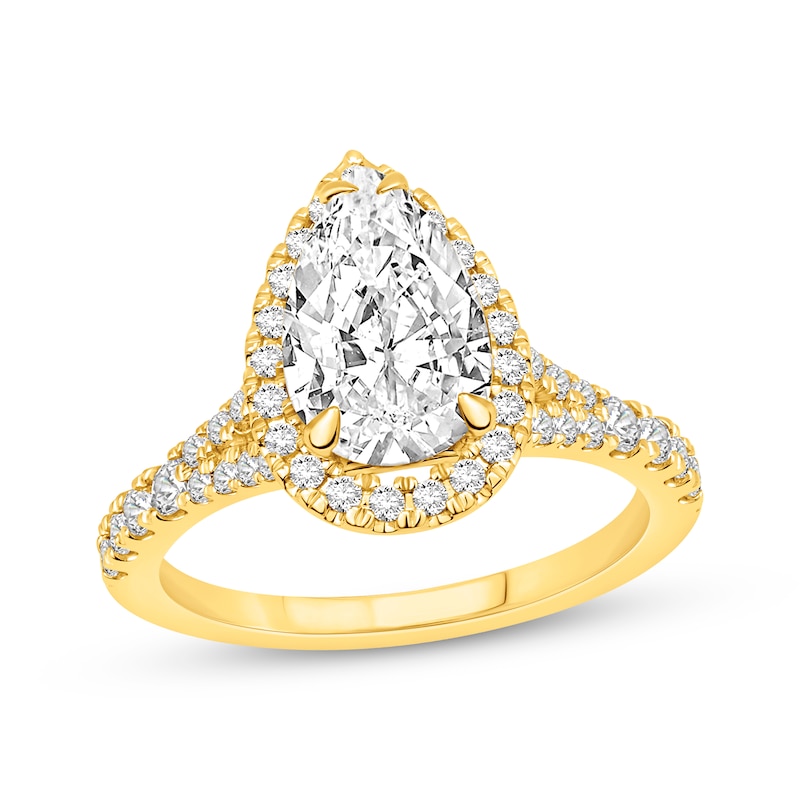 Main Image 1 of Lab-Grown Diamonds Pear-Shaped Engagement Ring 2-1/2 ct tw 14K Yellow Gold