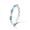 Thumbnail Image 3 of Neil Lane Marquise-Cut London Blue Topaz & Round-Cut Diamond Anniversary Ring 1/8 14K White Gold