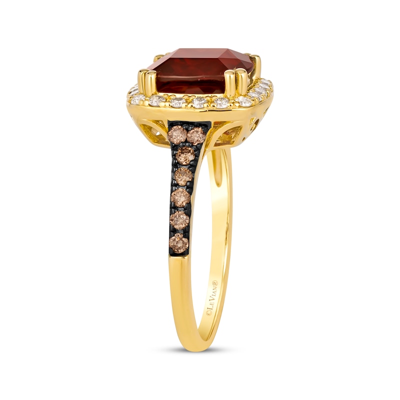Main Image 2 of Le Vian Cushion-Cut Garnet Ring 1/2 ct tw Diamonds 14K Honey Gold
