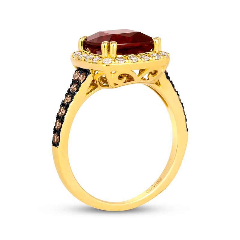 Main Image 3 of Le Vian Cushion-Cut Garnet Ring 1/2 ct tw Diamonds 14K Honey Gold