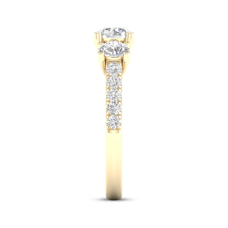 Main Image 3 of Memories Moments Magic Lab-Grown Diamonds Round-Cut Three-Stone Engagement Ring 2 ct tw 14K Yellow Gold