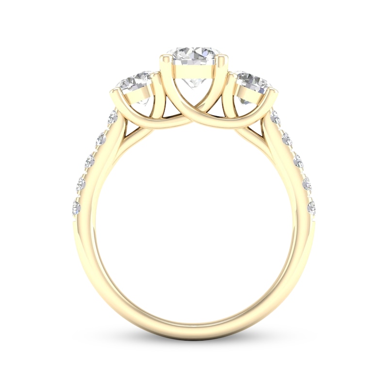 Main Image 4 of Memories Moments Magic Lab-Grown Diamonds Round-Cut Three-Stone Engagement Ring 2 ct tw 14K Yellow Gold