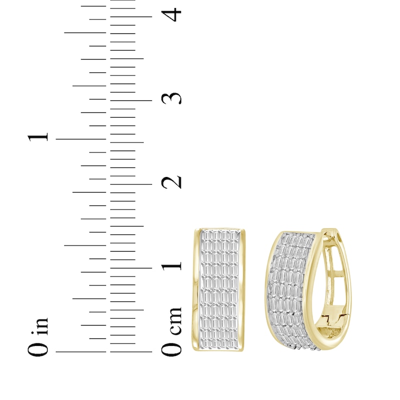 Main Image 4 of Baguette-Cut Diamond Hoop Earrings 1/2 ct tw 10K Yellow Gold