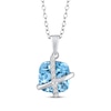Thumbnail Image 1 of Cushion-Cut Sky Blue Topaz & White Lab-Created Sapphire Crisscross Necklace Sterling Silver 18"