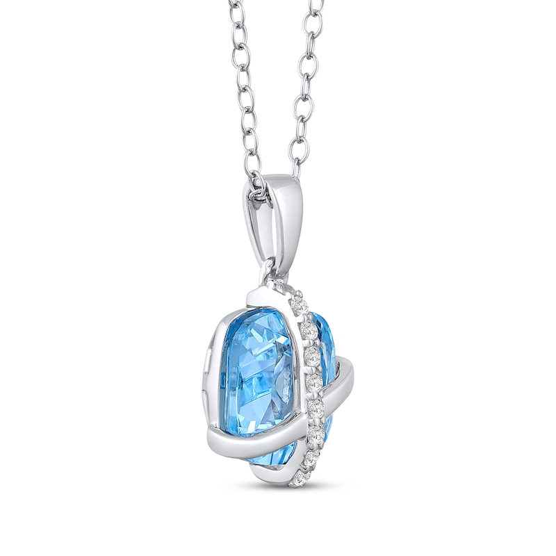 Main Image 2 of Cushion-Cut Sky Blue Topaz & White Lab-Created Sapphire Crisscross Necklace Sterling Silver 18"