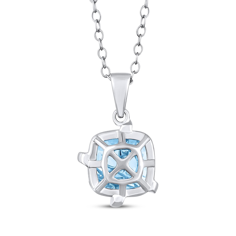 Main Image 3 of Cushion-Cut Sky Blue Topaz & White Lab-Created Sapphire Crisscross Necklace Sterling Silver 18"