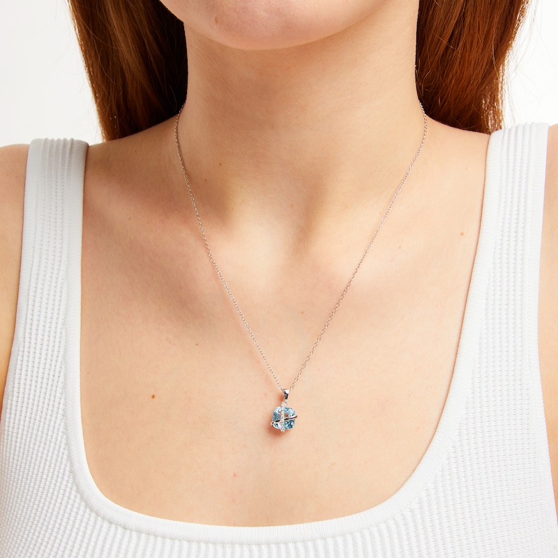 Main Image 5 of Cushion-Cut Sky Blue Topaz & White Lab-Created Sapphire Crisscross Necklace Sterling Silver 18"